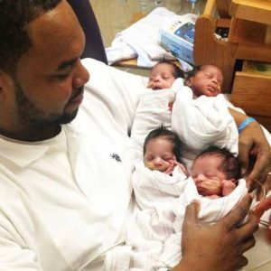 Man becomes single dad to quadruplets after wife dies giving birth